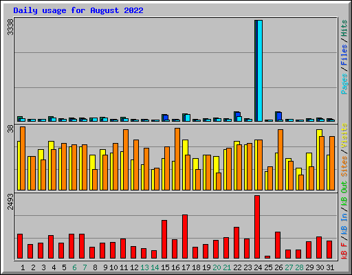 Daily usage for August 2022